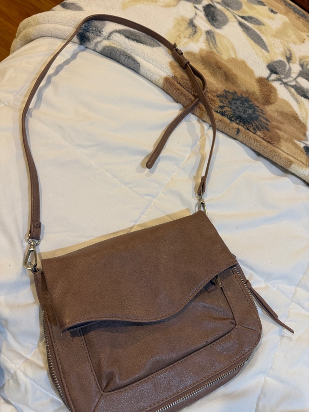 Moda Luxe Brown Crossbody Bag with Front Flap